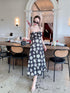 SIRINNN Floral Spaghetti Strip Padded Long Dress